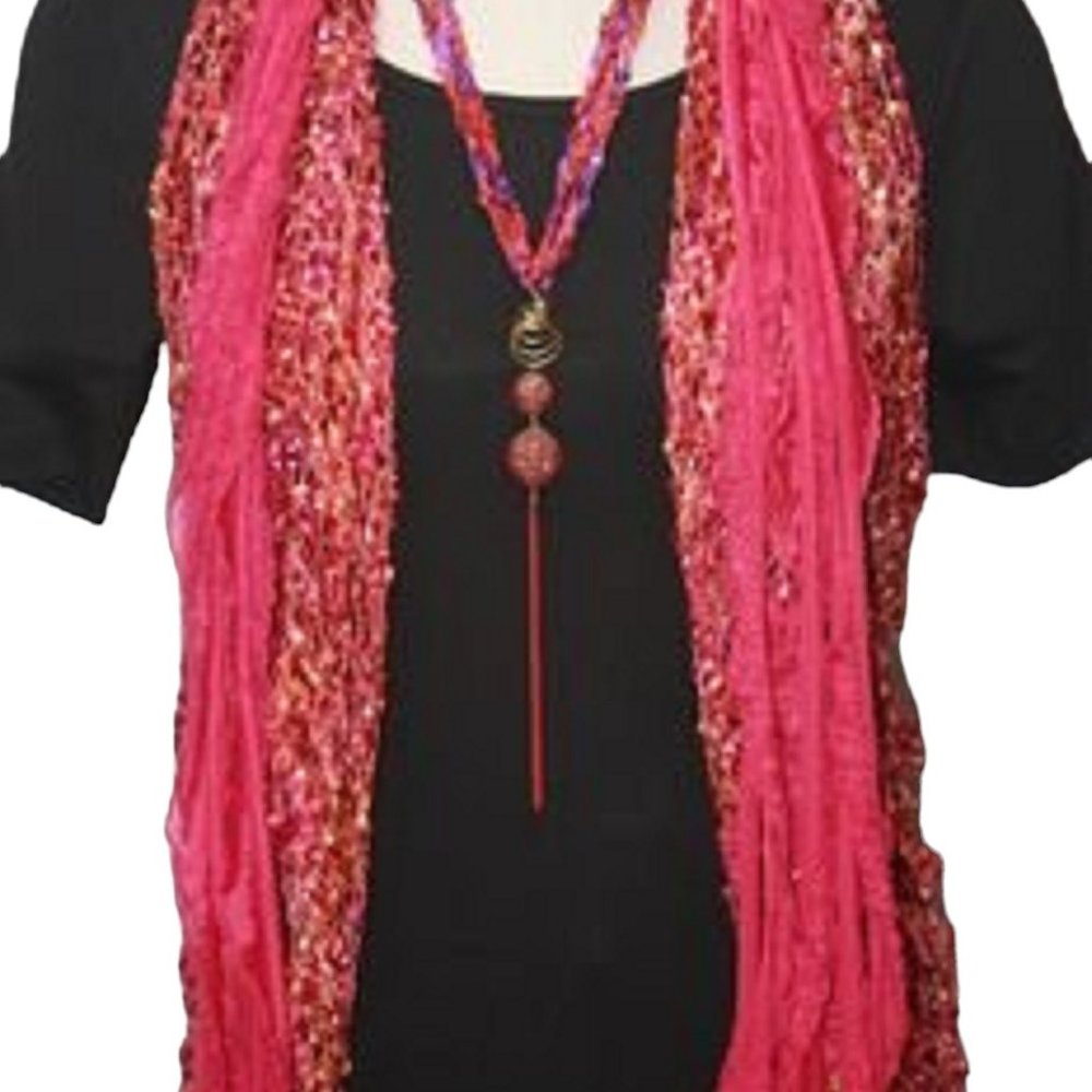 Magenta Red Flutter Scarf Lightweight Women Accessory Multwear